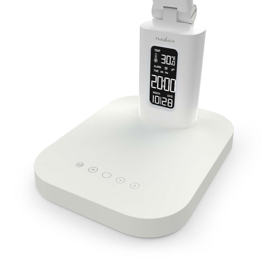 Dimbare oplaadbare LED-bureaulamp met aanraakbediening en display LED/7,5W/1200 mAh 3000/4000/5700K CRI 90 wit