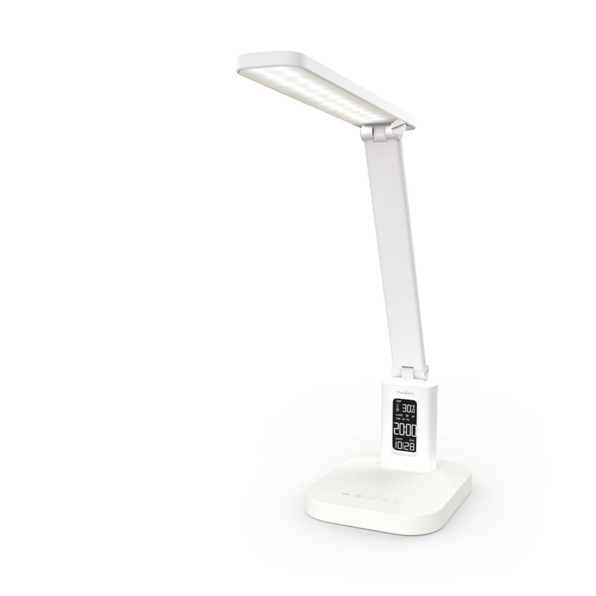 Dimbare oplaadbare LED-bureaulamp met aanraakbediening en display LED/7,5W/1200 mAh 3000/4000/5700K CRI 90 wit