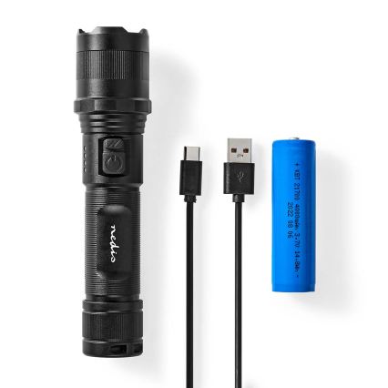 Dimbare oplaadbare aluminium LED-zaklamp LED/10W/5V 2200 mAh IPX4 zwart