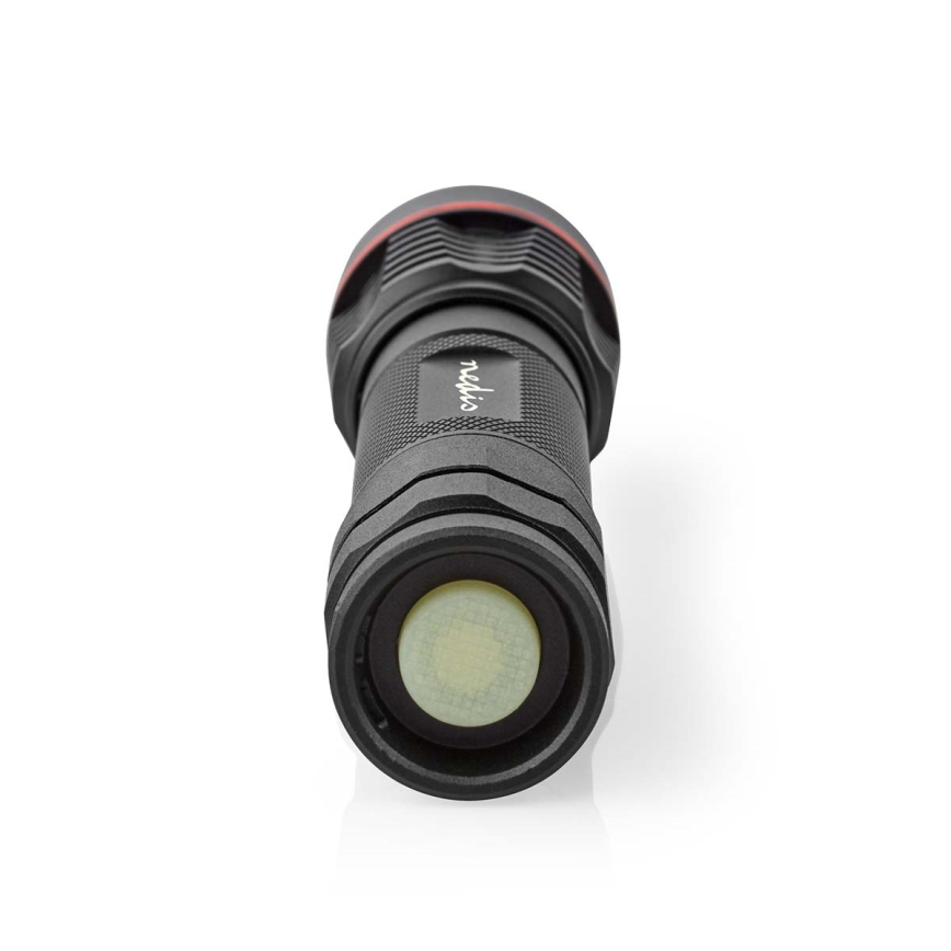 Dimbare oplaadbare zaklamp van aluminium, LED 10W/5V, 2200 mAh, IPX7, zwart