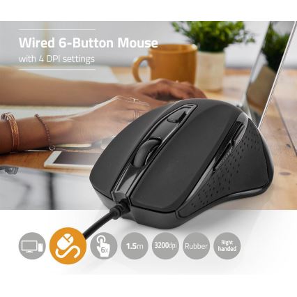 Muis voor Spellen 800/1200/2400/3200 DPI zwart