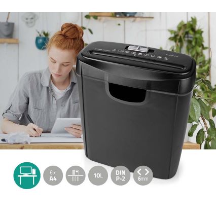 Papierversnipperaar A4, inhoud 10 l, 230 V, zwart