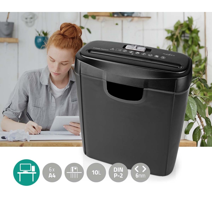 Papierversnipperaar A4, inhoud 10 l, 230 V, zwart