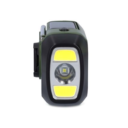 DAB+/FM-radio met handopwinding, zonnepaneel en LED-zaklamp 5V/2500 mAh groen/zwart