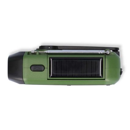 DAB+/FM-radio met handopwinding, zonnepaneel en LED-zaklamp 5V/2500 mAh groen/zwart