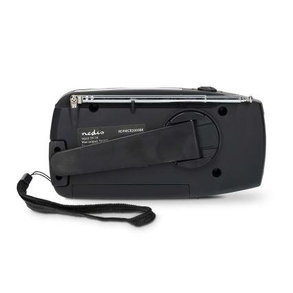 Opwindbare AM/FM-radio met zonnepaneel en LED-zaklamp, 2000 mAh oplaadbare accu