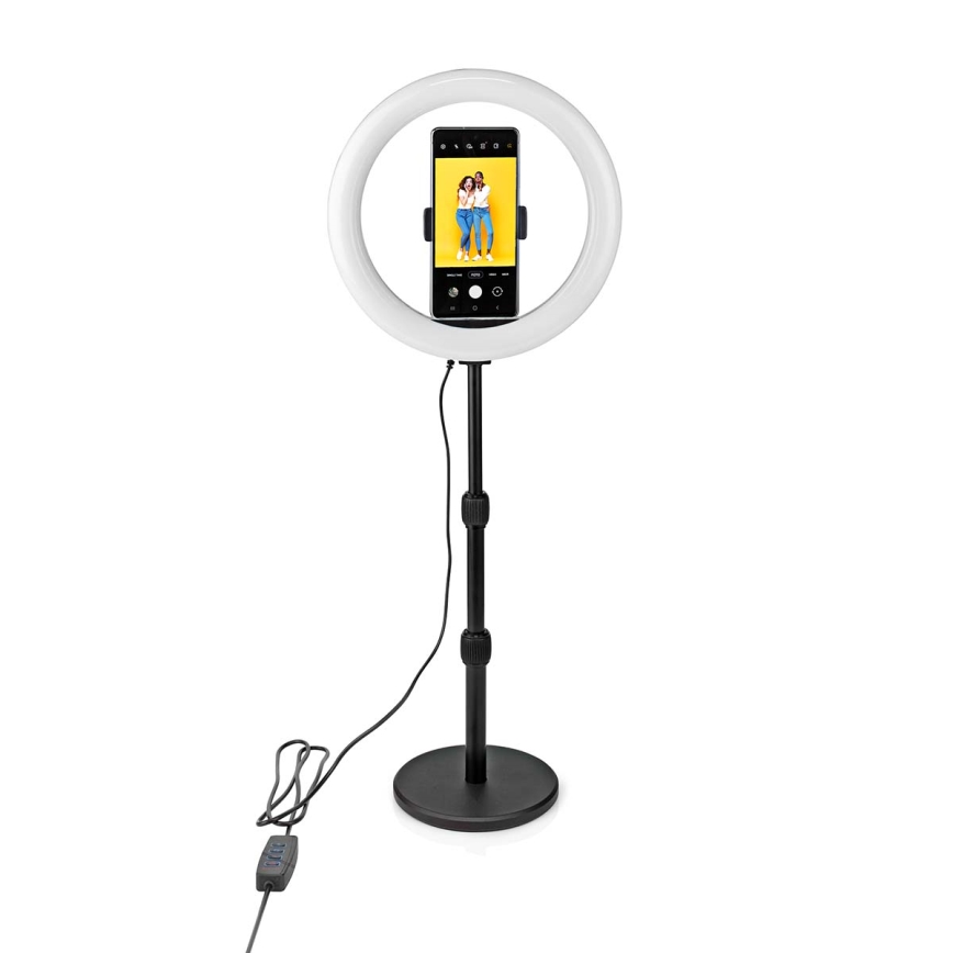 LED dimbare lamp met voet en houder voor vloggen LED/6W/USB 2700-6700K