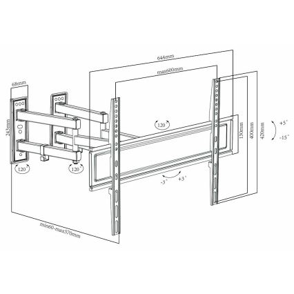 TV Wand Houder Volledige Beweging 30-70”