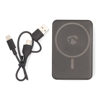 Magnetische 2-in-1 Powerbank met MagSafe draadloos opladen 5000 mAh zwart