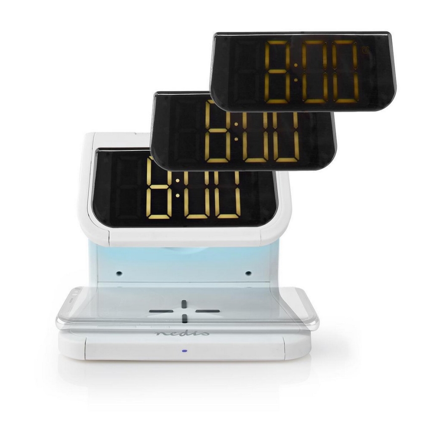 LED RGB Wekker met een draadloze oplader LED/10W/5V wit