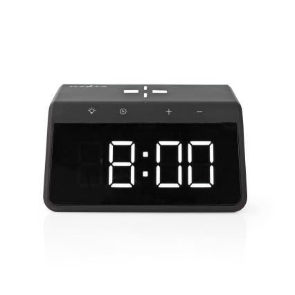 Wekker met LCD scherm en draadloze oplader 15W/230V 1x CR2032 zwart
