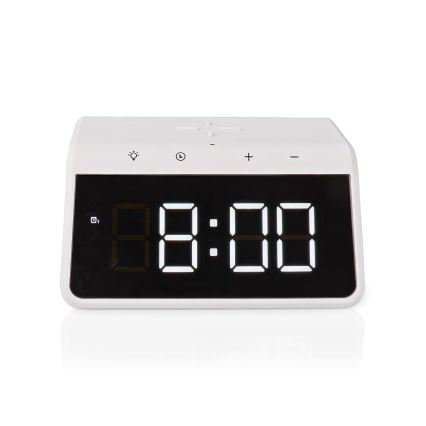Wekker met LCD scherm en draadloze oplader 15W/230V 1x CR2032 wit