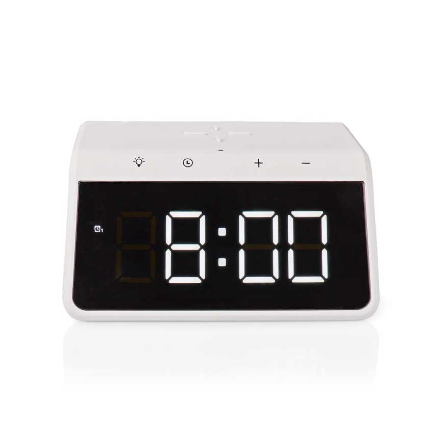 Wekker met LCD scherm en draadloze oplader 15W/230V 1x CR2032 wit