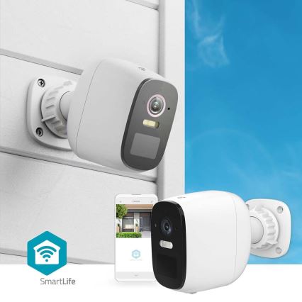Smart buitenshuis oplaadbaar camera met sensor SmartLife 4MP Quad HD 1440p 5V/5200mAh Wi-Fi Tuya IP66