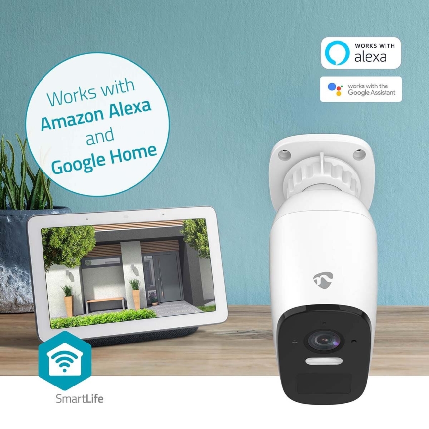 Smart buitenshuis oplaadbaar camera met sensor SmartLife 4MP Quad HD 1440p 5V/5200mAh Wi-Fi Tuya IP66