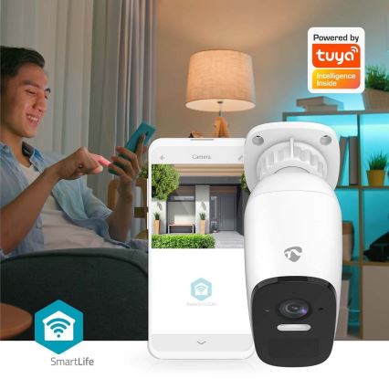Smart buitenshuis oplaadbaar camera met sensor SmartLife 4MP Quad HD 1440p 5V/5200mAh Wi-Fi Tuya IP66
