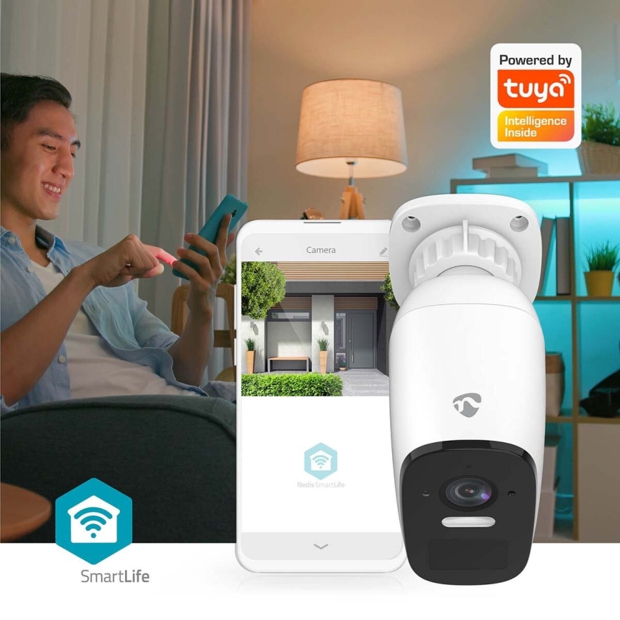 Smart buitenshuis oplaadbaar camera met sensor SmartLife 4MP Quad HD 1440p 5V/5200mAh Wi-Fi Tuya IP66