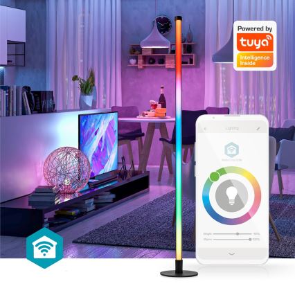 LED RGBIC Dimbare staande lamp Smartlife LED/10W/230V 100,5 cm 2700-6500K Wi-Fi Tuya + afstandsbediening