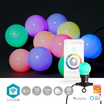 LED RGB Decoratieve Lichtketting voor Buiten 10xLED 12m IP65 Wi-Fi Tuya