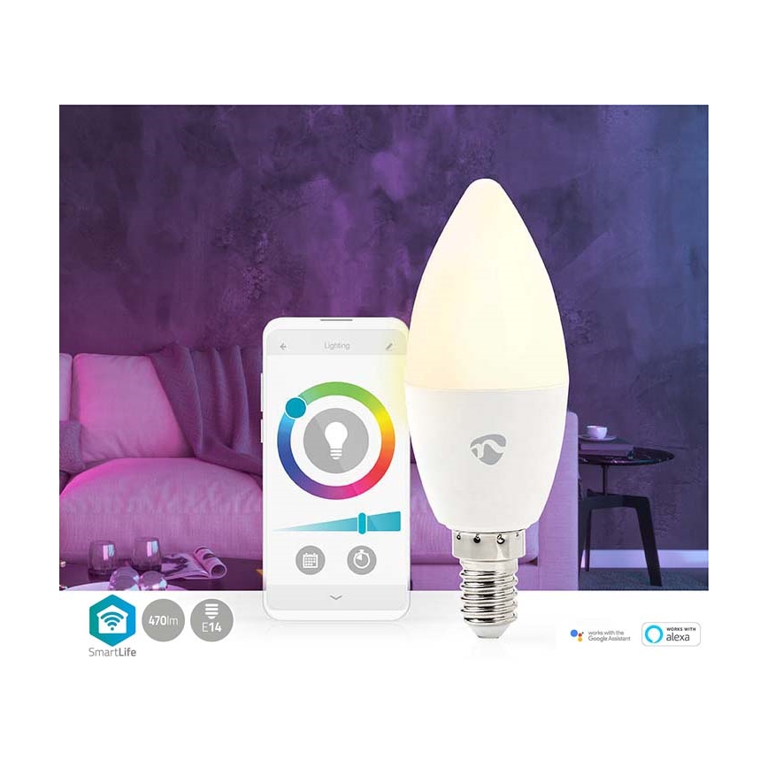 Dimbare LED RGB Lamp Smartlife E14/4,9W/230V Wi-Fi 2700-6500K