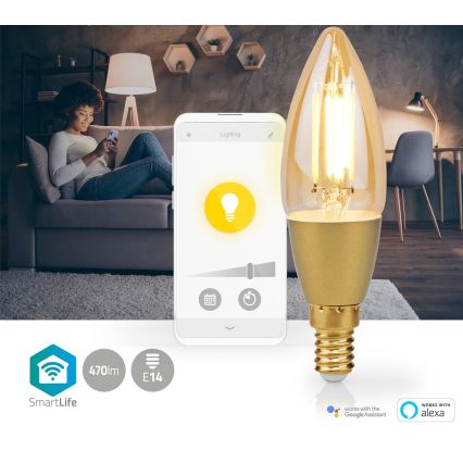 Dimbare LED Lamp Smartlife E14/4,9W/230V 1800-3000K Wi-Fi Tuya