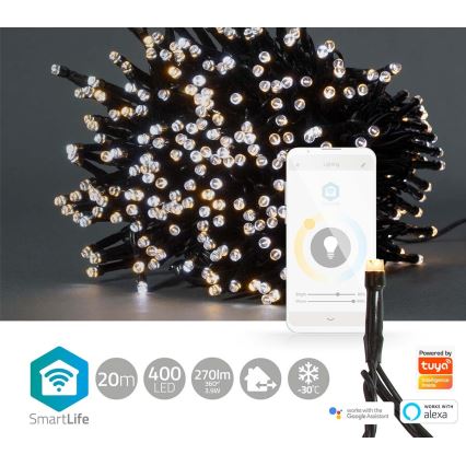 LED Kerst Lichtketting 400xLED/8 functies 25m IP65 Wi-Fi Tuya koud wit