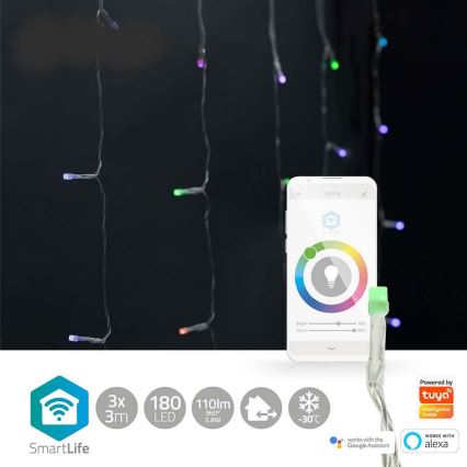 LED RGB-gordijnverlichting 180xLED/7 functies 6m IP65 Wi-Fi Tuya