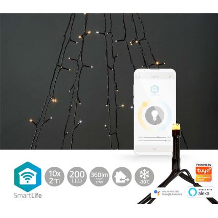 LED Kerst Lichtgordijn voor Buiten 200xLED/8 functies 10x2m IP65 Wi-Fi Tuya warm tot koud wit