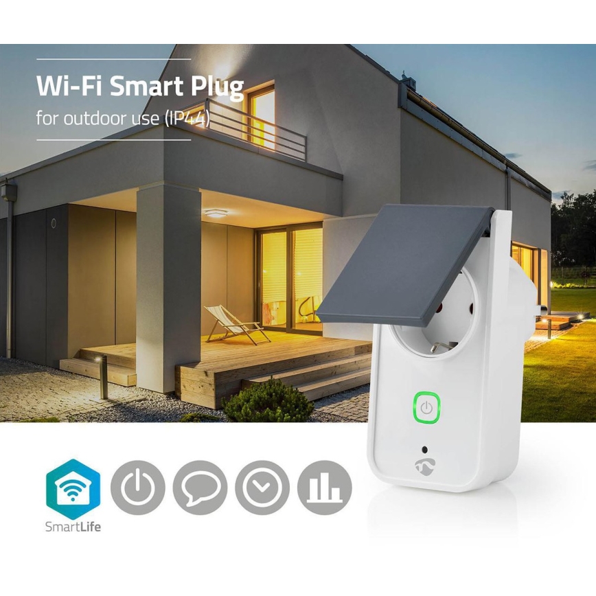 Smart buitenshuis stopcontact 3680W/230V/Type F SCHUKO/16A Wi-Fi IP44