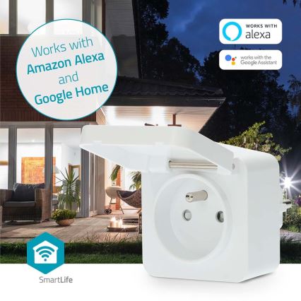 Slim stopcontact 3680W/230V/ Type E/16A Wi-Fi Tuya IP44