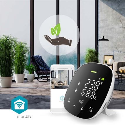 Slimme luchtkwaliteitsmonitor met LED scherm SmartLife Wi-Fi