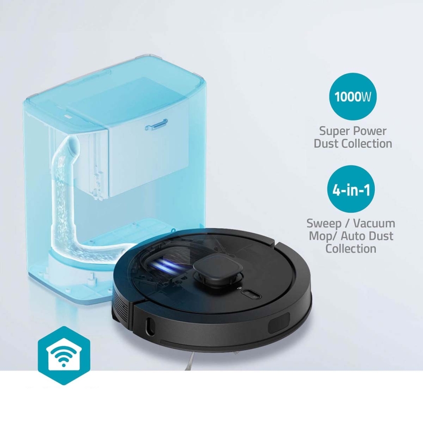 Slimme robotstofzuiger met een dweil SmartLife Wi-Fi Tuya zwart + afstandsbediening