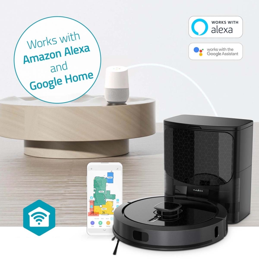 Slimme robotstofzuiger met een dweil SmartLife Wi-Fi Tuya zwart + afstandsbediening