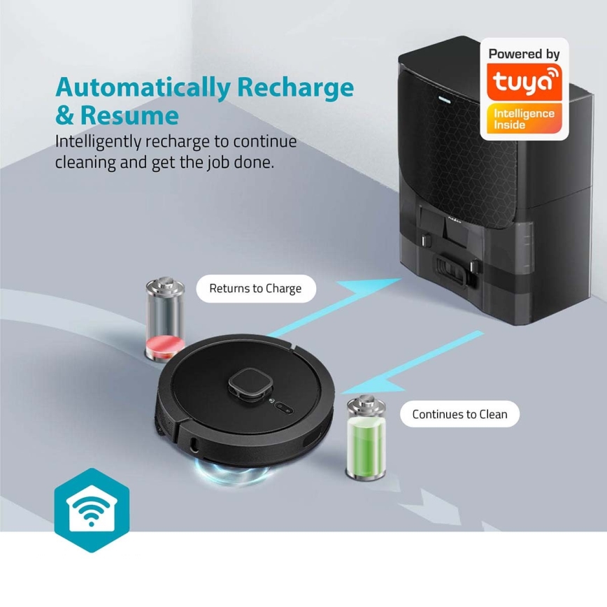 Slimme robotstofzuiger met een dweil SmartLife Wi-Fi Tuya zwart + afstandsbediening