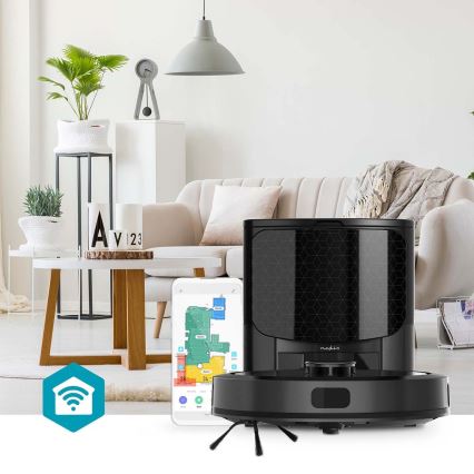 Slimme robotstofzuiger met een dweil SmartLife Wi-Fi Tuya zwart + afstandsbediening