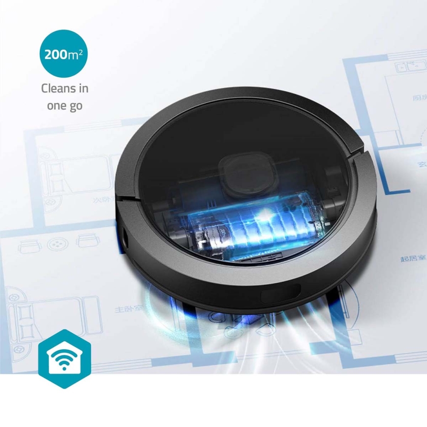 Slimme robotstofzuiger met een dweil SmartLife Wi-Fi Tuya zwart + afstandsbediening