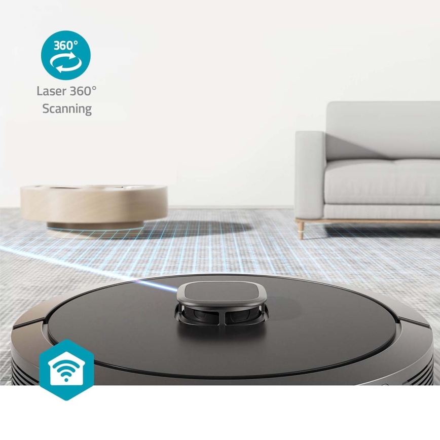 Slimme robotstofzuiger met een dweil SmartLife Wi-Fi Tuya zwart + afstandsbediening