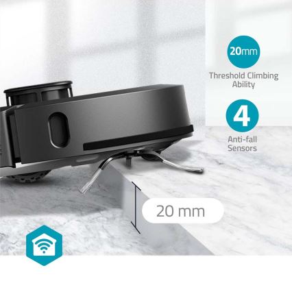 Slimme robotstofzuiger met een dweil SmartLife Wi-Fi Tuya zwart + afstandsbediening