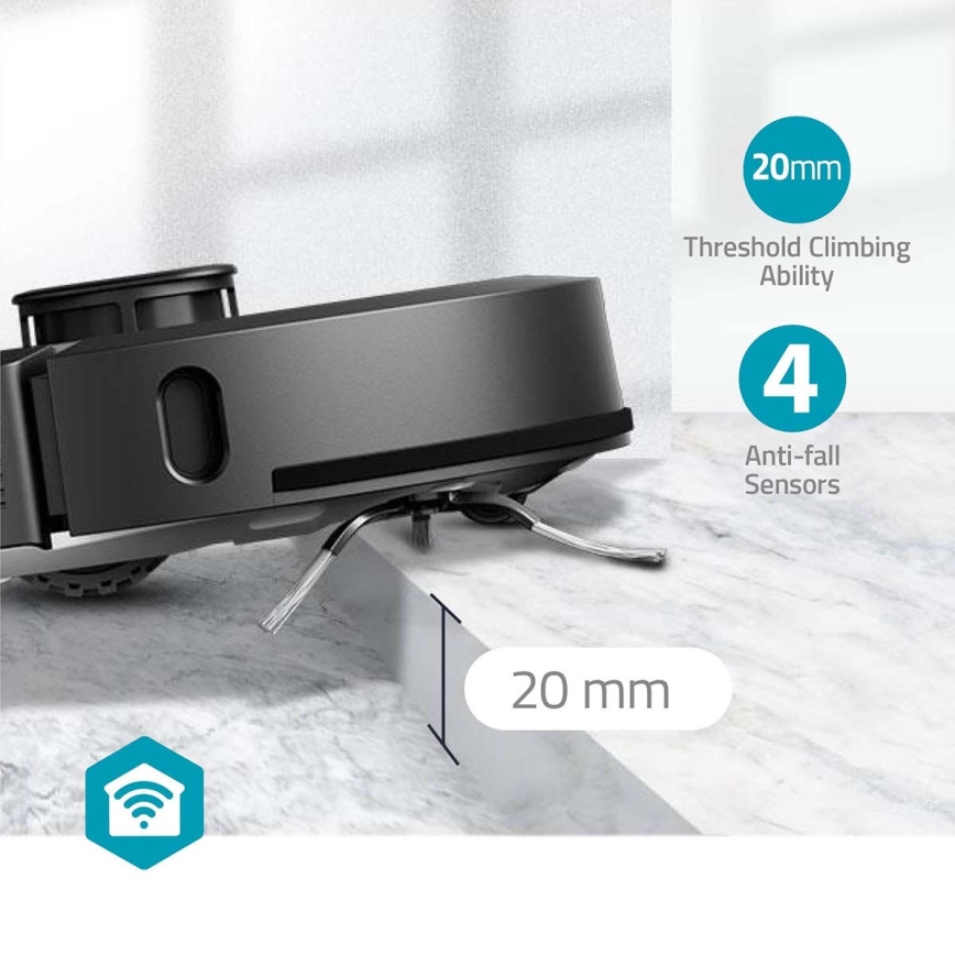 Slimme robotstofzuiger met een dweil SmartLife Wi-Fi Tuya zwart + afstandsbediening