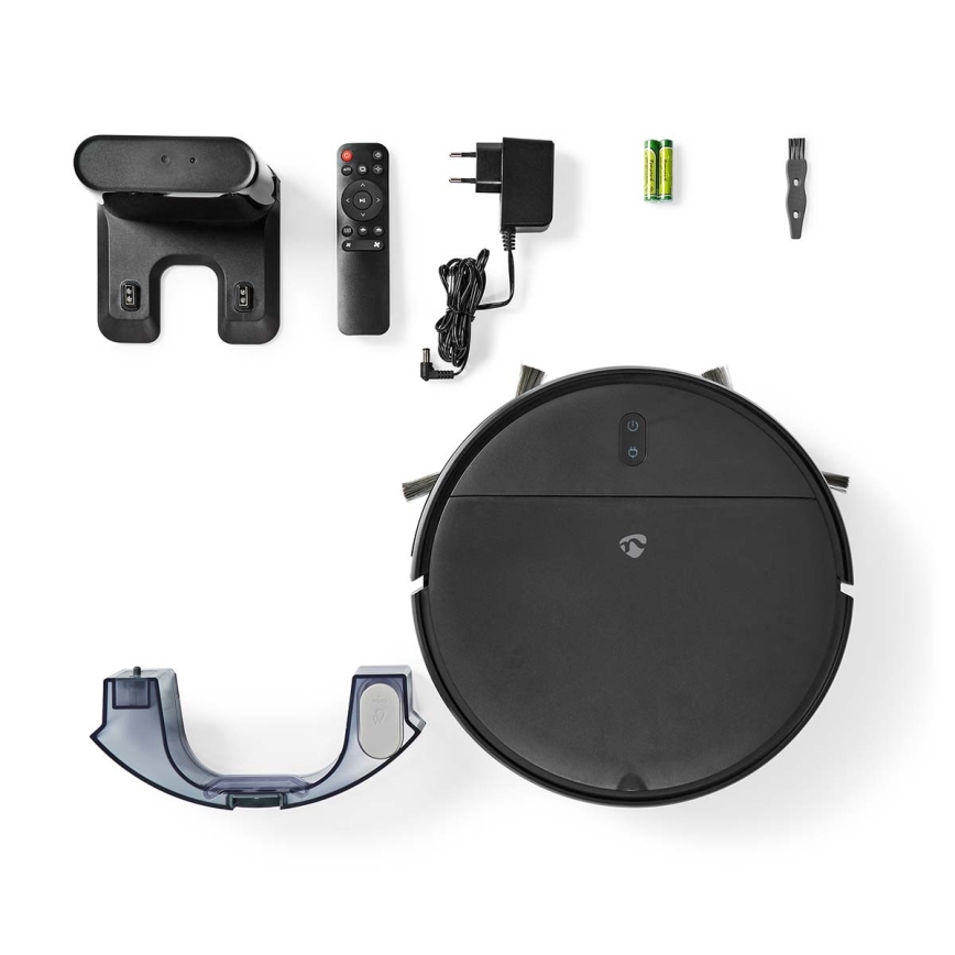 Slimme robotstofzuiger met dweilfunctie 28W/2500 mAh Wi-Fi zwart + afstandsbediening