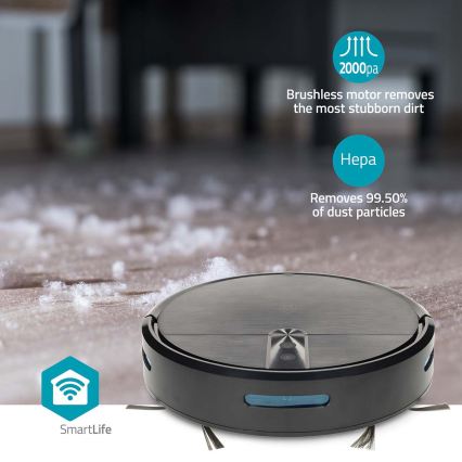 Slimme robotstofzuiger met dweilfunctie SmartLife 2600 mAh Wi-Fi Tuya zwart + afstandsbediening