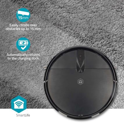 Slimme robotstofzuiger met dweilfunctie SmartLife 2600 mAh Wi-Fi Tuya zwart + afstandsbediening
