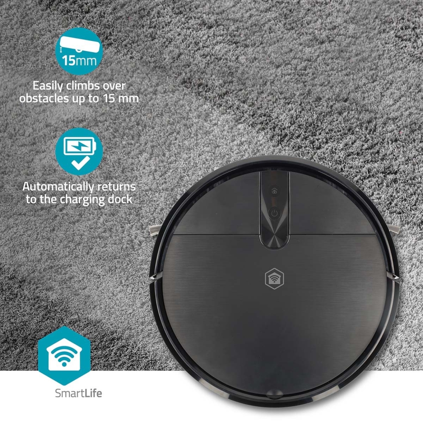 Slimme robotstofzuiger met dweilfunctie SmartLife 2600 mAh Wi-Fi Tuya zwart + afstandsbediening