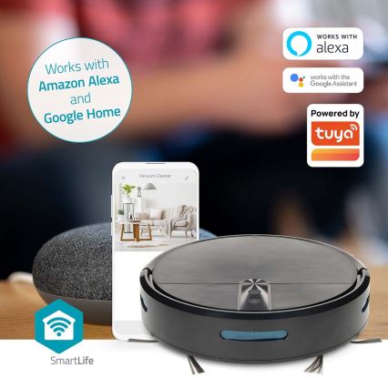 Slimme robotstofzuiger met dweilfunctie SmartLife 2600 mAh Wi-Fi Tuya zwart + afstandsbediening