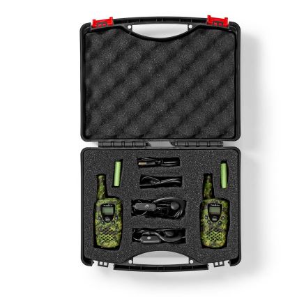 SET 2x Walkietalkie met LED-verlichting 3xAAA bereik 8 km camouflage