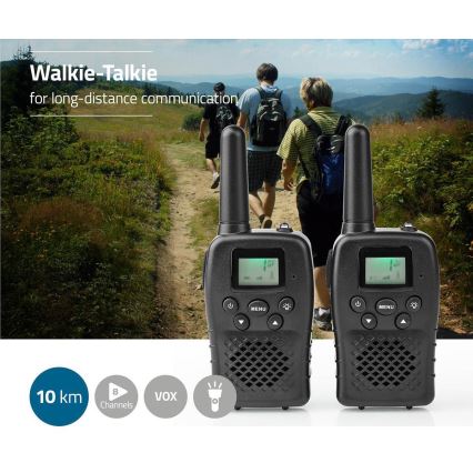 SET 2x Walkietalkie met LED Lamp 3xAAA bereik 10 km