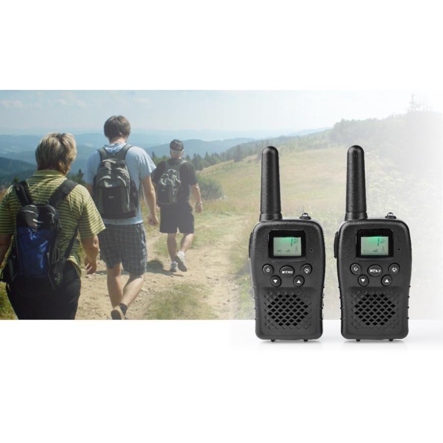 SET 2x Walkietalkie met LED Lamp 3xAAA bereik 10 km