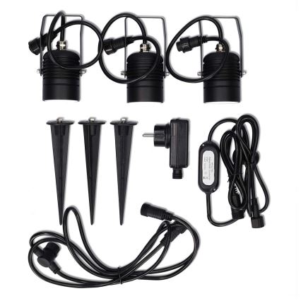 Set van 3 dimbare RGBW LED buitenlampen SmartLife LED/3W/230V IP65 Wi-Fi Tuya zwart