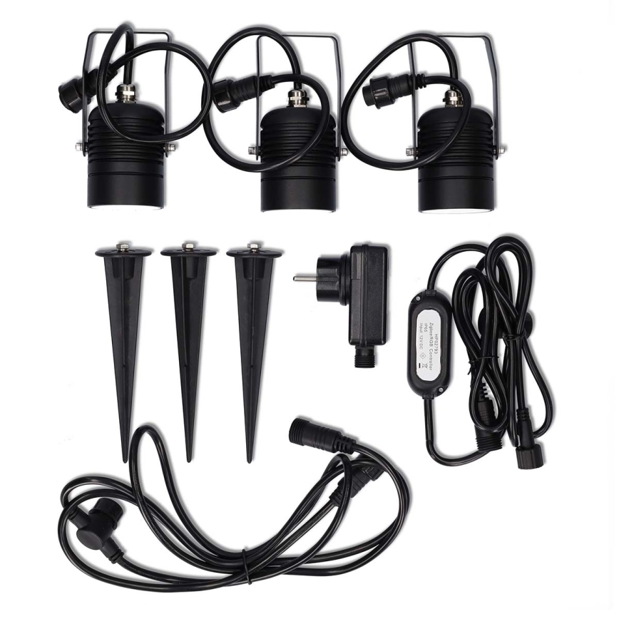 Set van 3 dimbare RGBW LED buitenlampen SmartLife LED/3W/230V IP65 Wi-Fi Tuya zwart