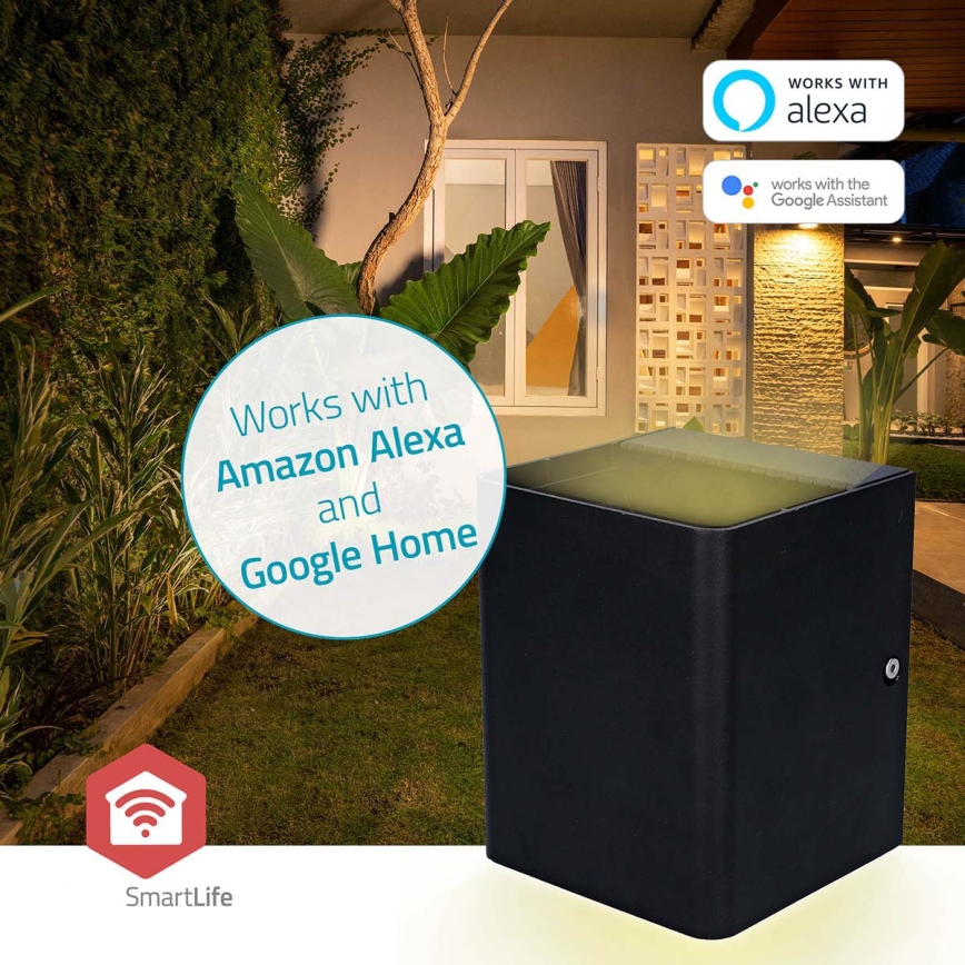 Dimbare LED RGBW buitenmuurlamp SmartLife LED/12W/230V IP65 Wi‑Fi Tuya zwart